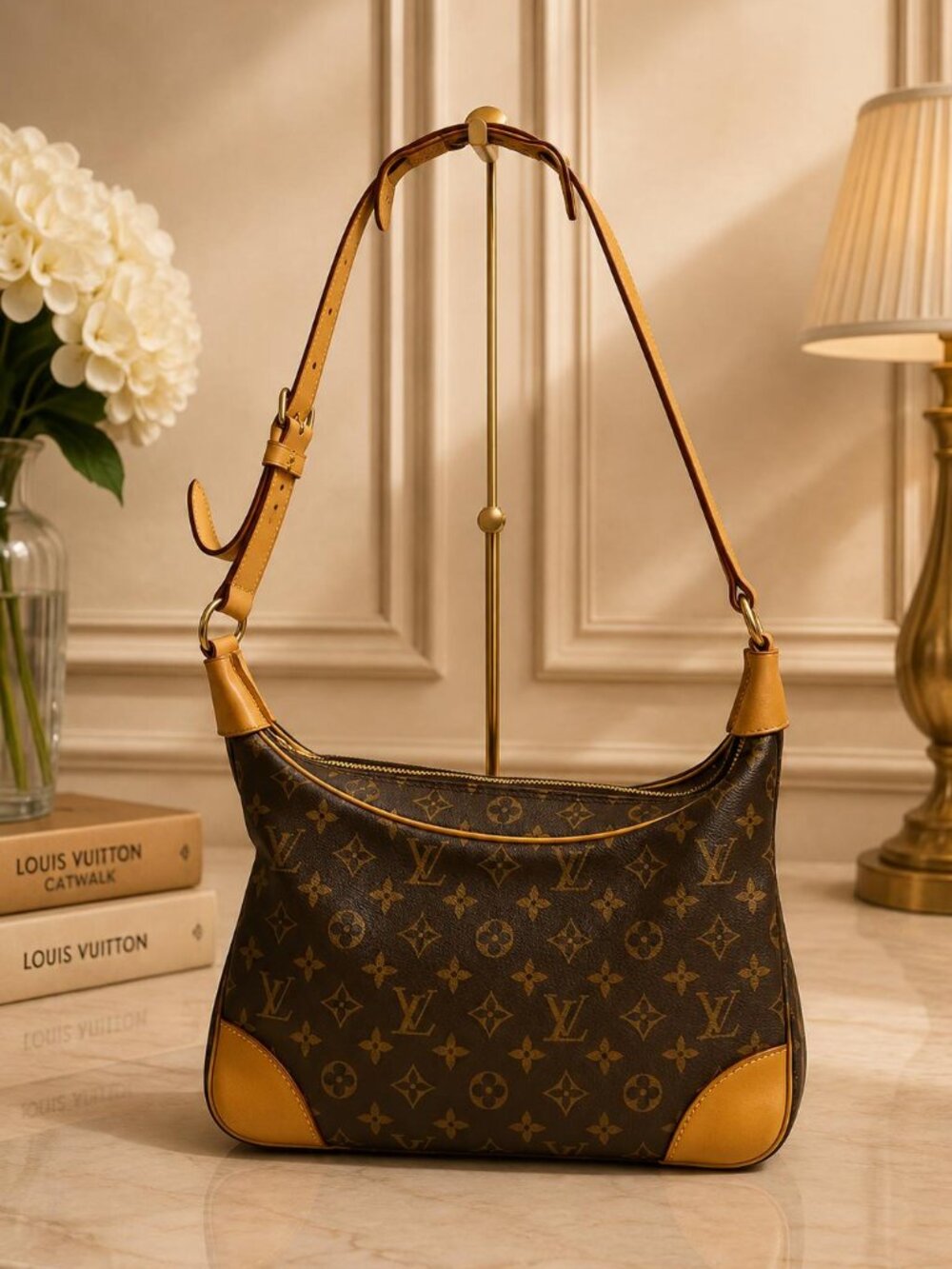 Louis Vuitton Boulogne 30 Monogram Canvas Shoulder Bag Authentic Vintage LV